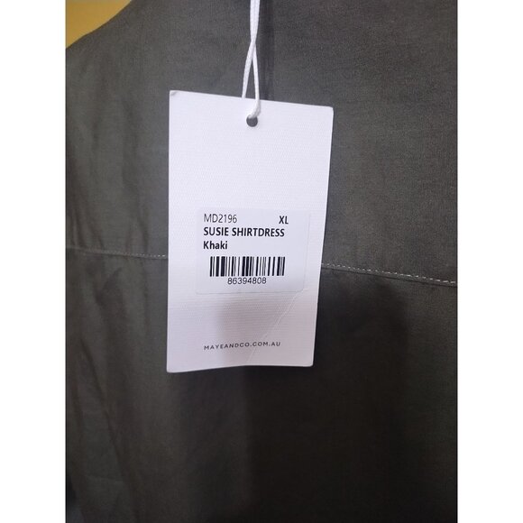 NWT Maye Susie Lng Slv Button Down Cotton Smock Midi Shirt Dress XL Boho Cottage - Picture 6 of 8